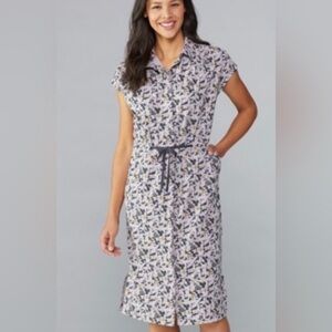 REI Co -Op Sun Floral button down Shirt tie waist dress Size large